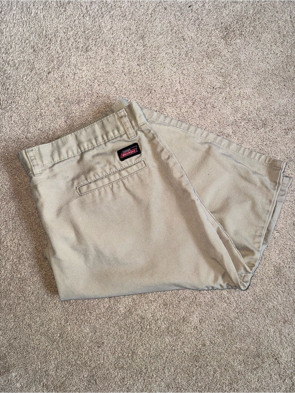Dickies Men’s Khaki Flat Front Shorts With Button Closure